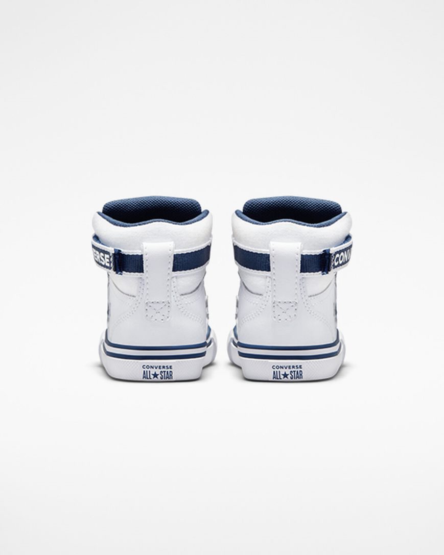 Boys' Converse Pro Blaze Strap Easy-On Varsity Club High Top Shoes White / Navy / White | AU 1C903Q